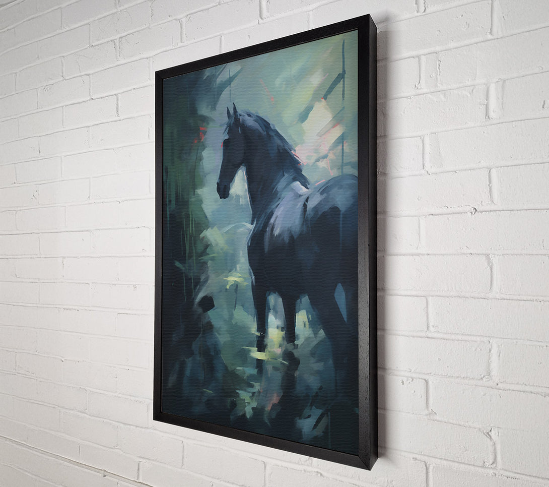  A Canvas Print of Black Horse In Mist Canvas Wall Art