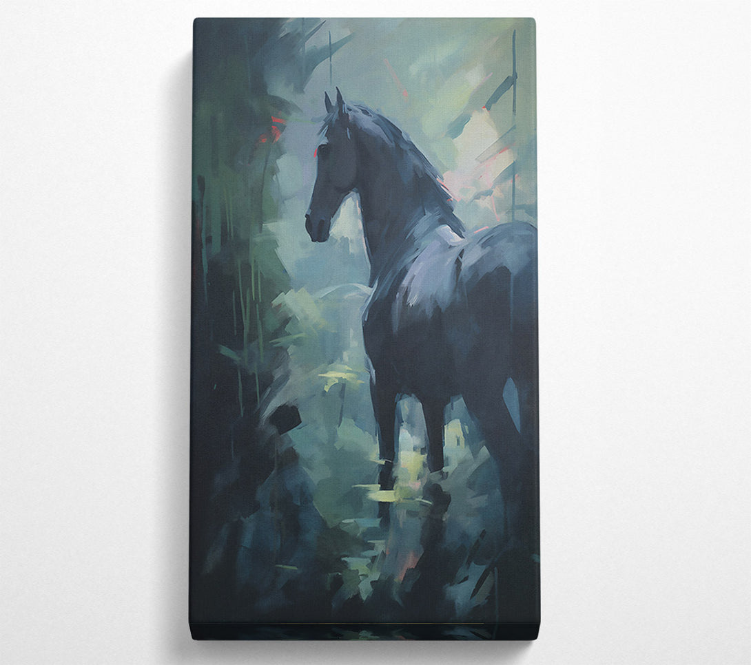  A Canvas Print of Black Horse In Mist Canvas Wall Art