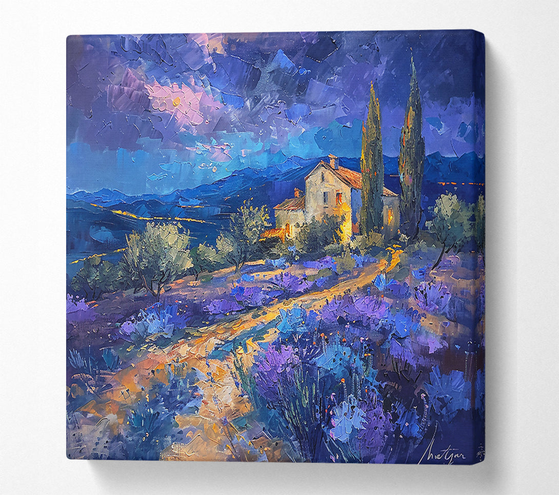 A Canvas Print of Blue Dusk Over Lavender Canvas Art