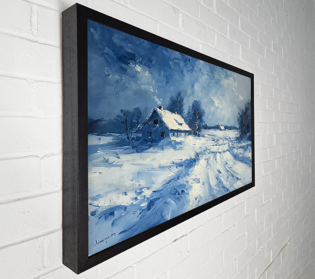  A Canvas Print of Azure Winter Cabin Canvas Art