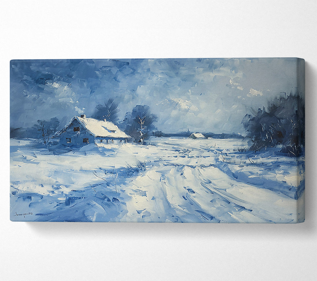  A Canvas Print of Azure Winter Cabin Canvas Art
