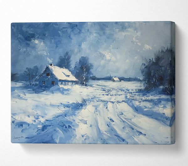  A Canvas Print of Azure Winter Cabin Canvas Art