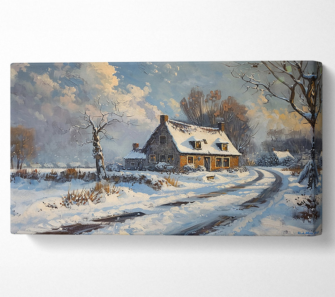  A Canvas Print of White Winter Cottage Canvas Print