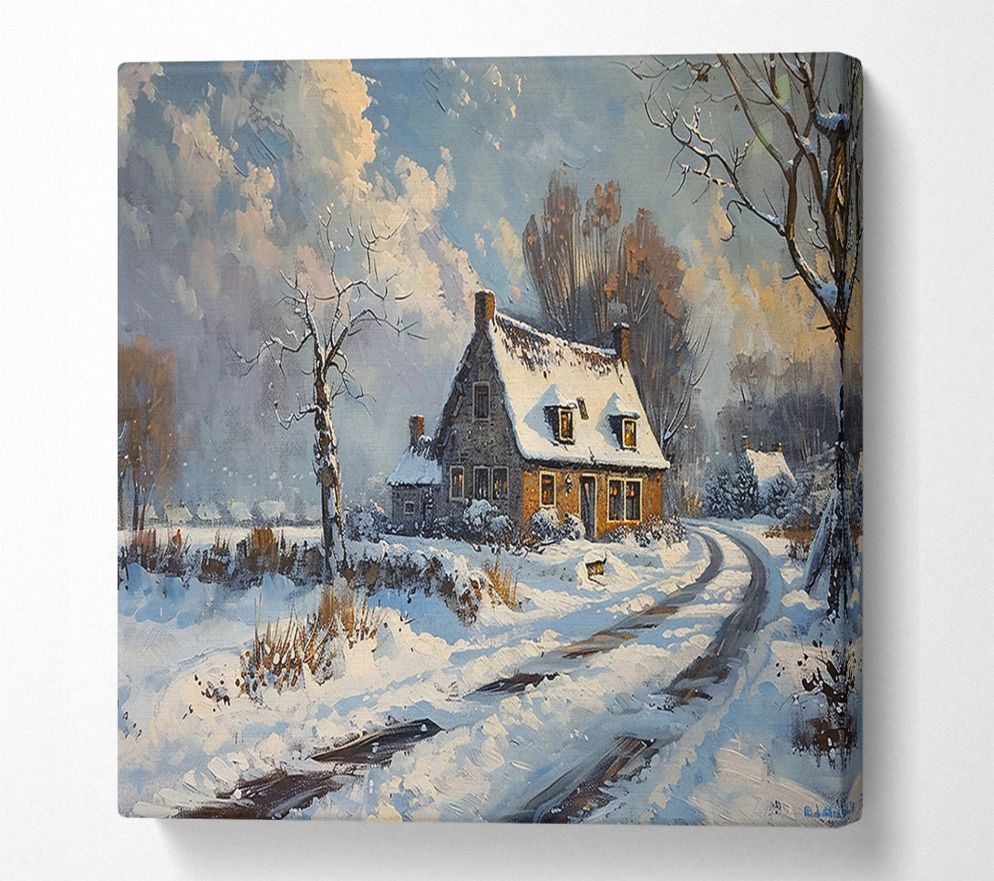  A Canvas Print of White Winter Cottage Canvas Print