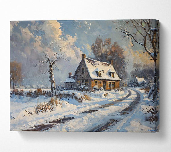  A Canvas Print of White Winter Cottage Canvas Print