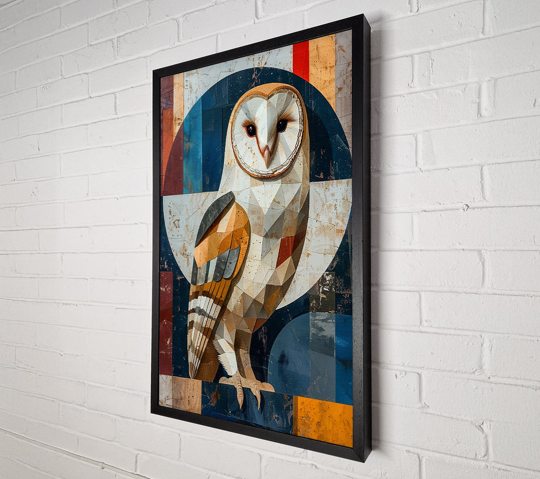  A Canvas Print of Blue Owl In Shapes Canvas Wall Art