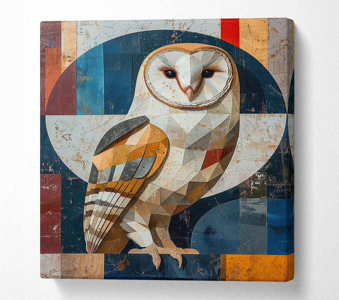  A Canvas Print of Blue Owl In Shapes Canvas Wall Art
