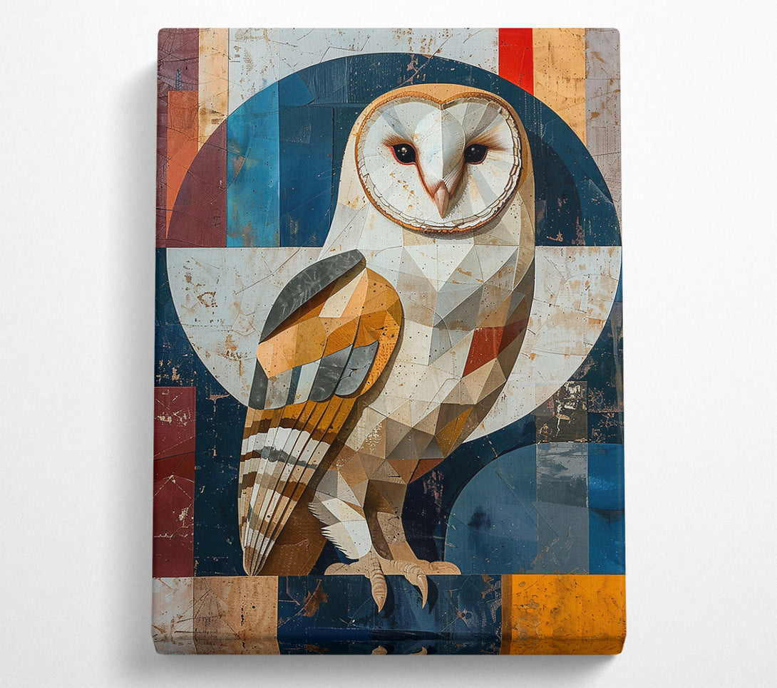  A Canvas Print of Blue Owl In Shapes Canvas Wall Art