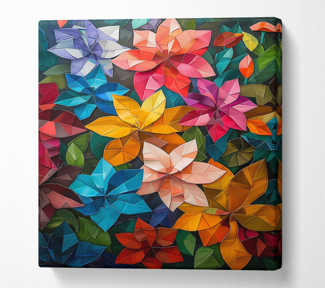  A Canvas Print of Orange Geometric Blooms Canvas Art