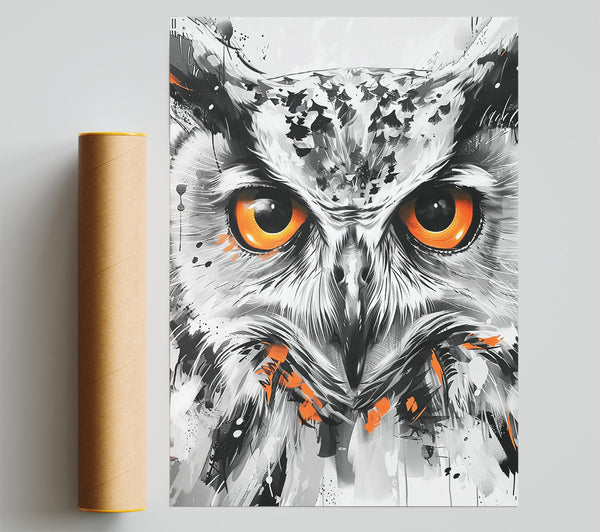 Orange Owl Gaze Poster