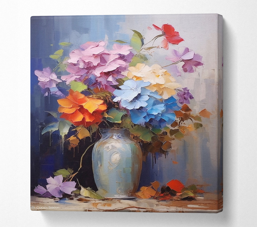  A Canvas Print of Blue Bouquet In Vase Canvas Wall Art