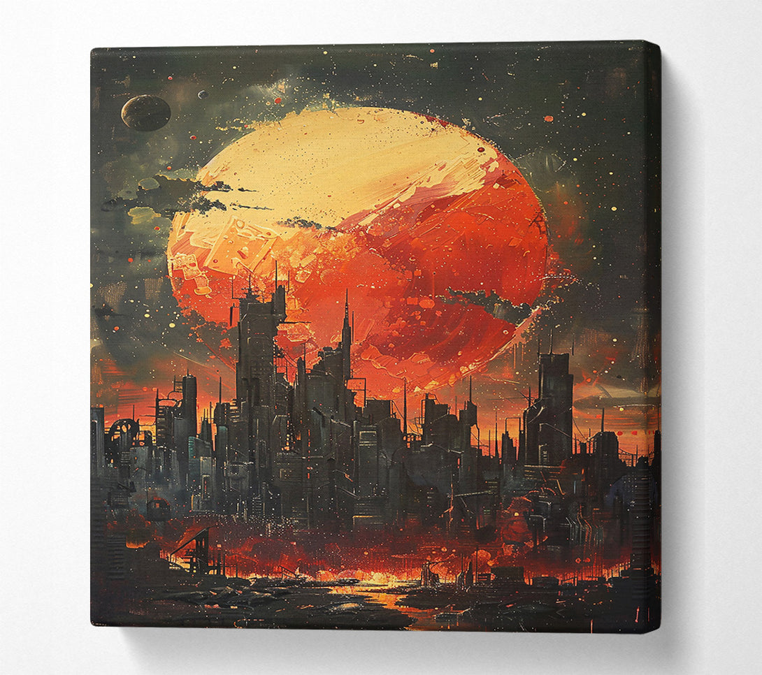  A Canvas Print of Crimson Cityscape Canvas Print