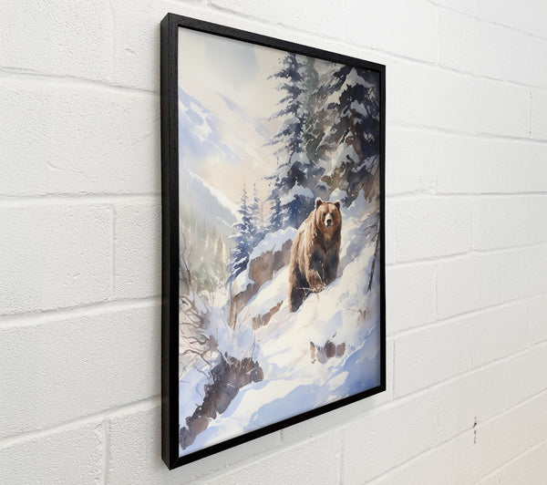 Brown Bear In Blue Snow