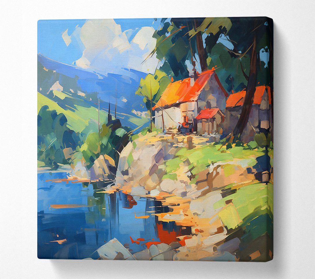  A Canvas Print of Blue River Cottage Canvas Art
