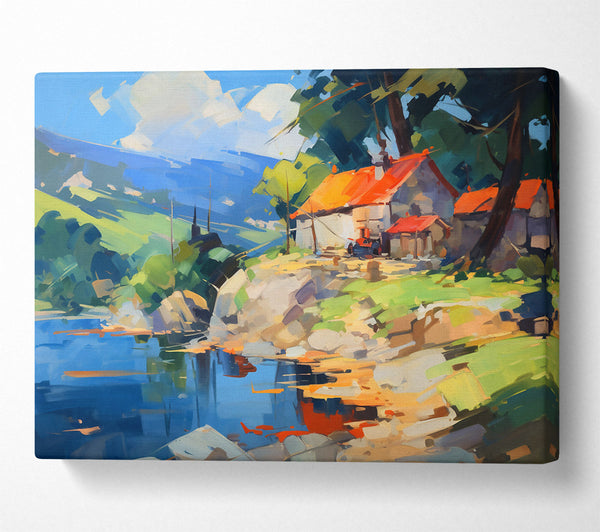  A Canvas Print of Blue River Cottage Canvas Art