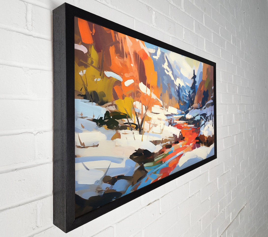  A Canvas Print of Crimson Winter Stream Canvas Art