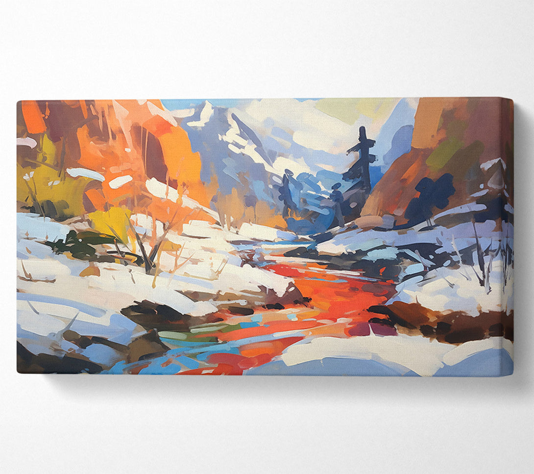  A Canvas Print of Crimson Winter Stream Canvas Art