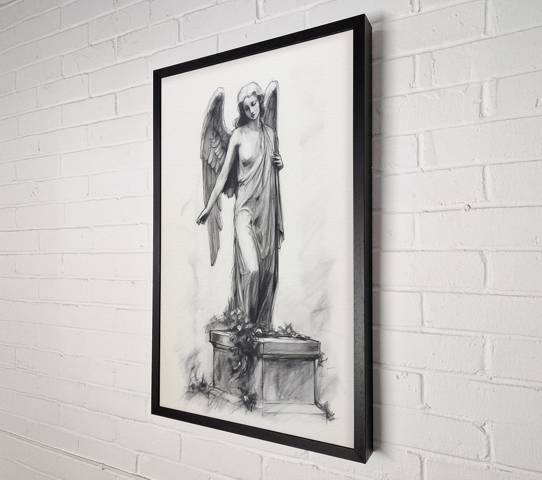  A Canvas Print of Gray Angel On Stone Canvas Wall Art