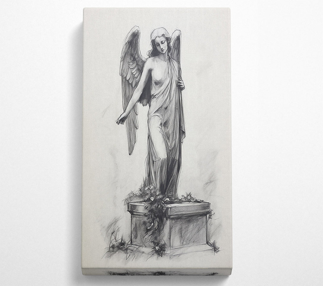  A Canvas Print of Gray Angel On Stone Canvas Wall Art