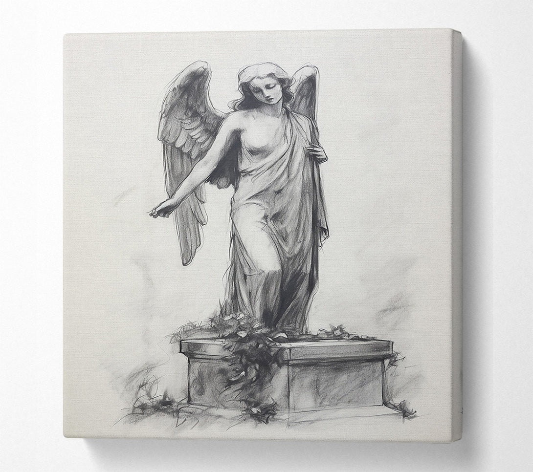  A Canvas Print of Gray Angel On Stone Canvas Wall Art