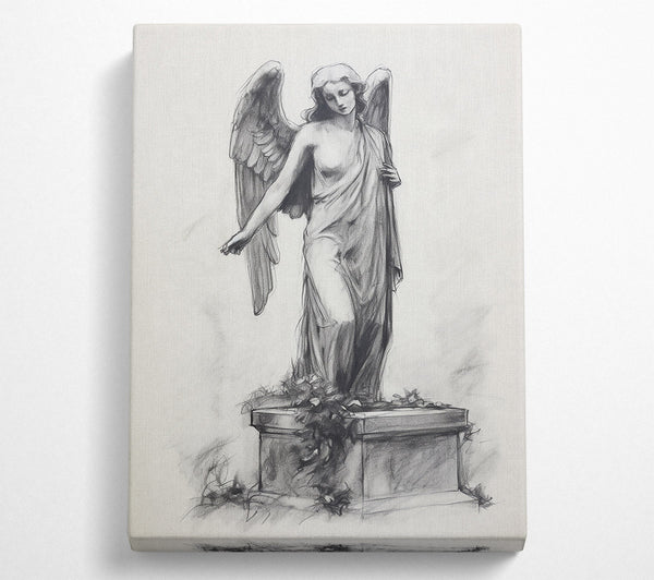  A Canvas Print of Gray Angel On Stone Canvas Wall Art