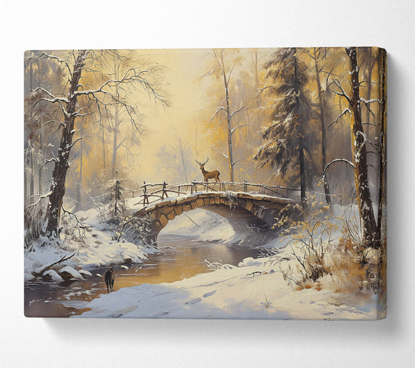  A Canvas Print of Golden Winter Bridge Canvas Wall Art