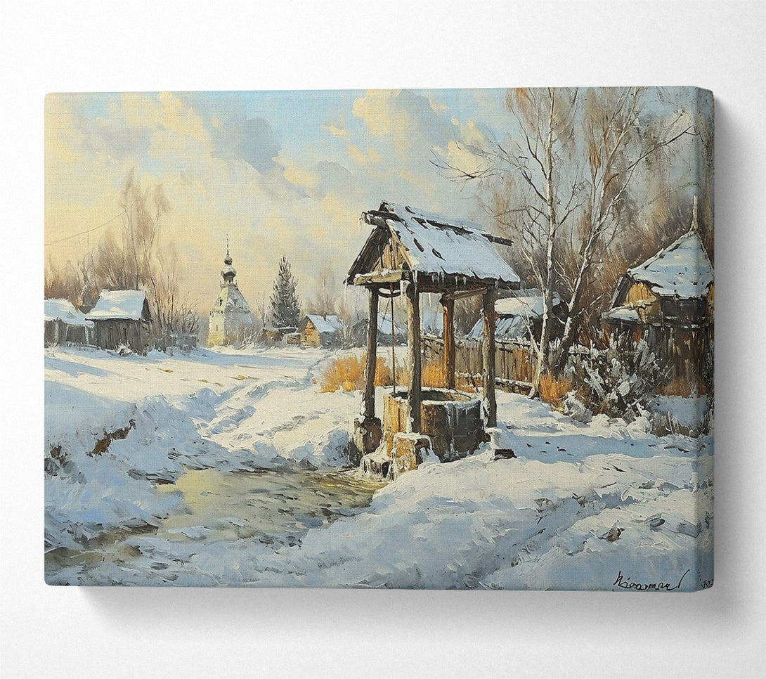  A Canvas Print of Golden Winter Stream Canvas Print