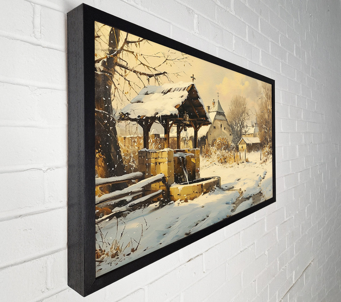  A Canvas Print of Golden Winter Village Canvas Wall Art