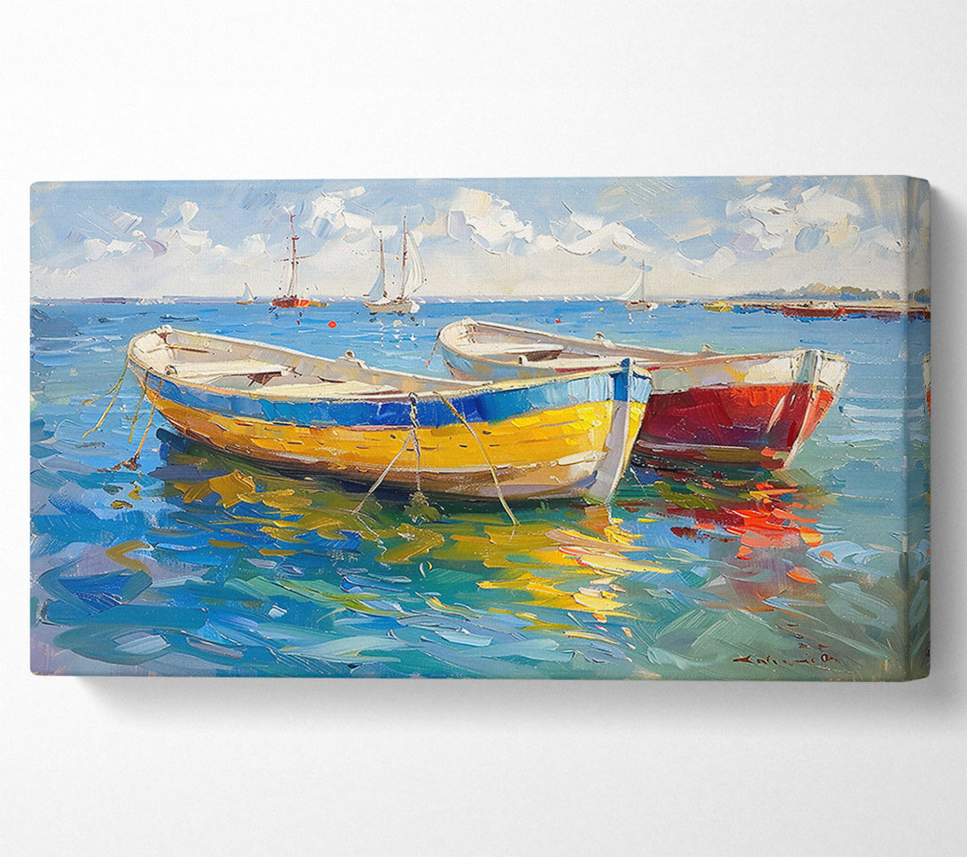  A Canvas Print of Golden Boats At Rest Canvas Print