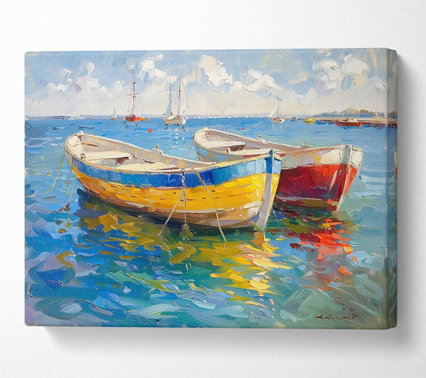  A Canvas Print of Golden Boats At Rest Canvas Print