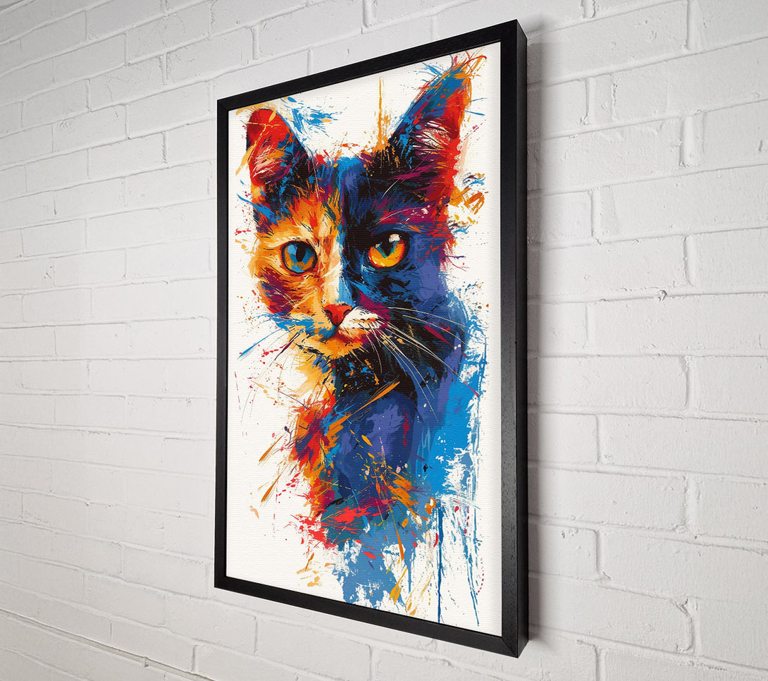  A Canvas Print of Blue Feline Splatter Canvas Print