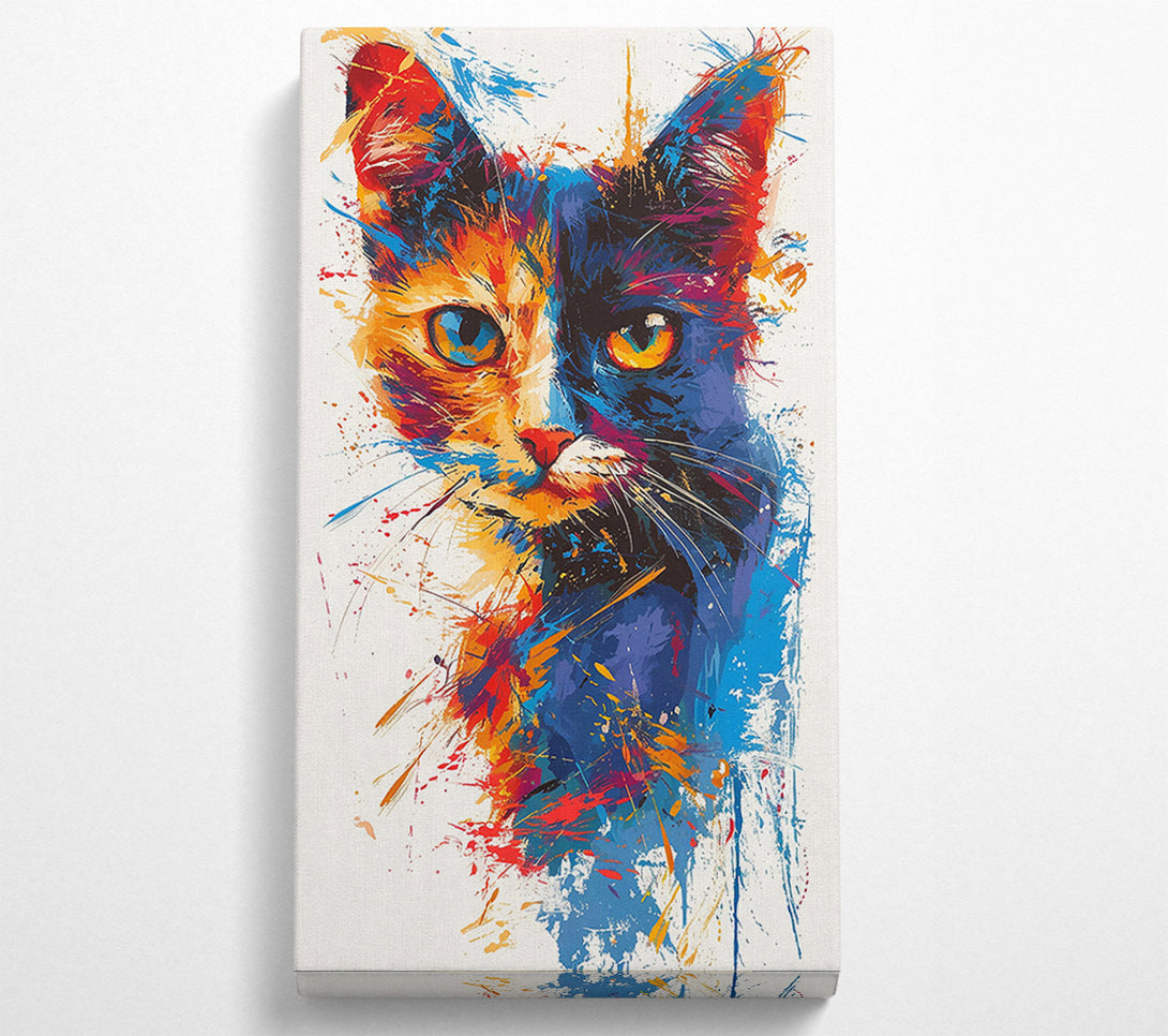  A Canvas Print of Blue Feline Splatter Canvas Print