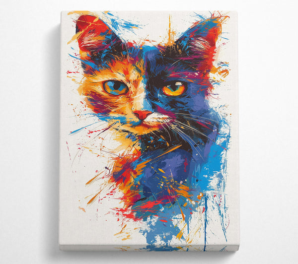  A Canvas Print of Blue Feline Splatter Canvas Print