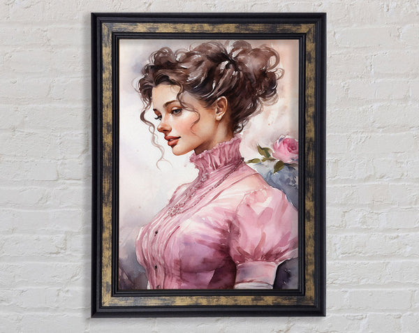 Victorian Woman Watercolour Framed Print