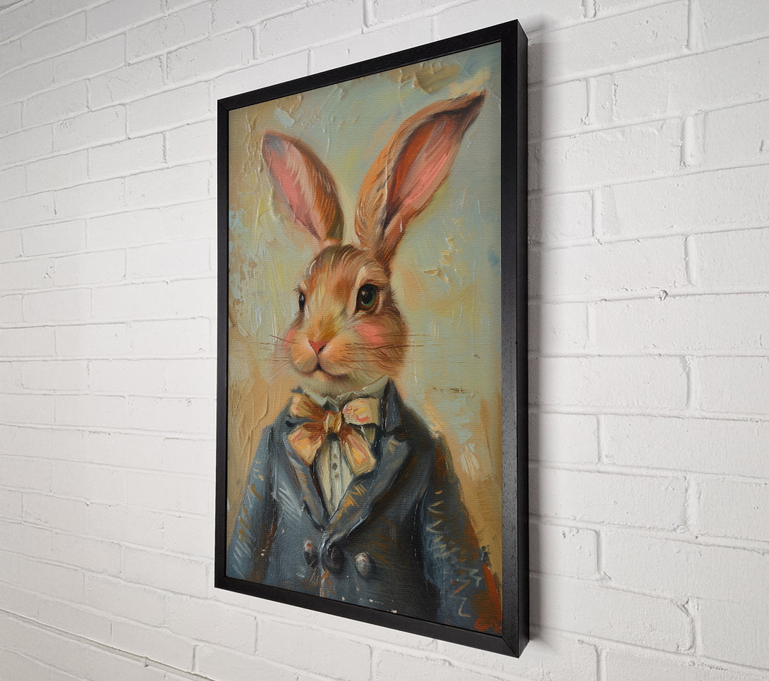  A Canvas Print of Gentlemanly Grey Bunny Canvas Wall Art