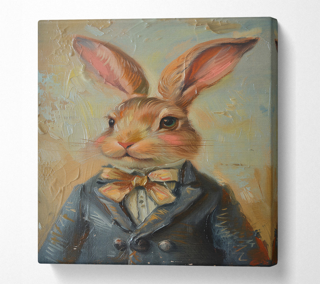  A Canvas Print of Gentlemanly Grey Bunny Canvas Wall Art