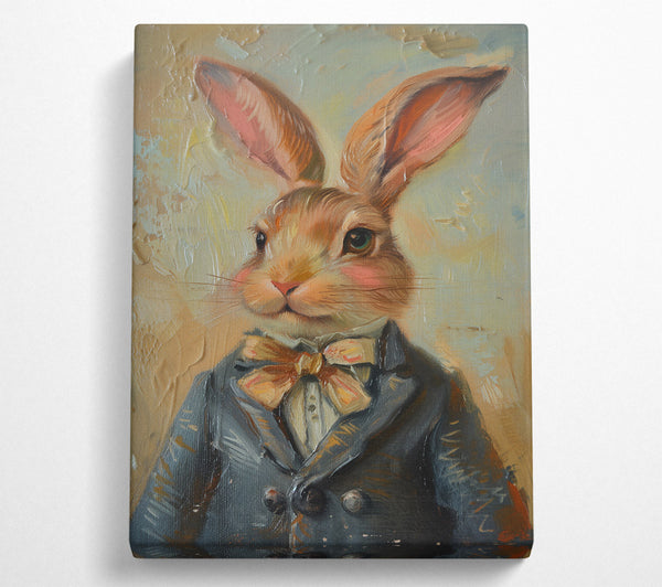  A Canvas Print of Gentlemanly Grey Bunny Canvas Wall Art