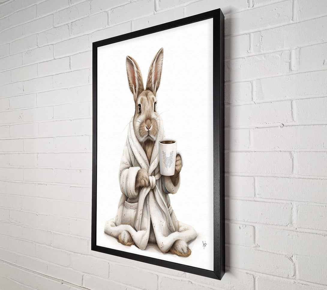  A Canvas Print of Morning Coffee Bunny Canvas Wall Art