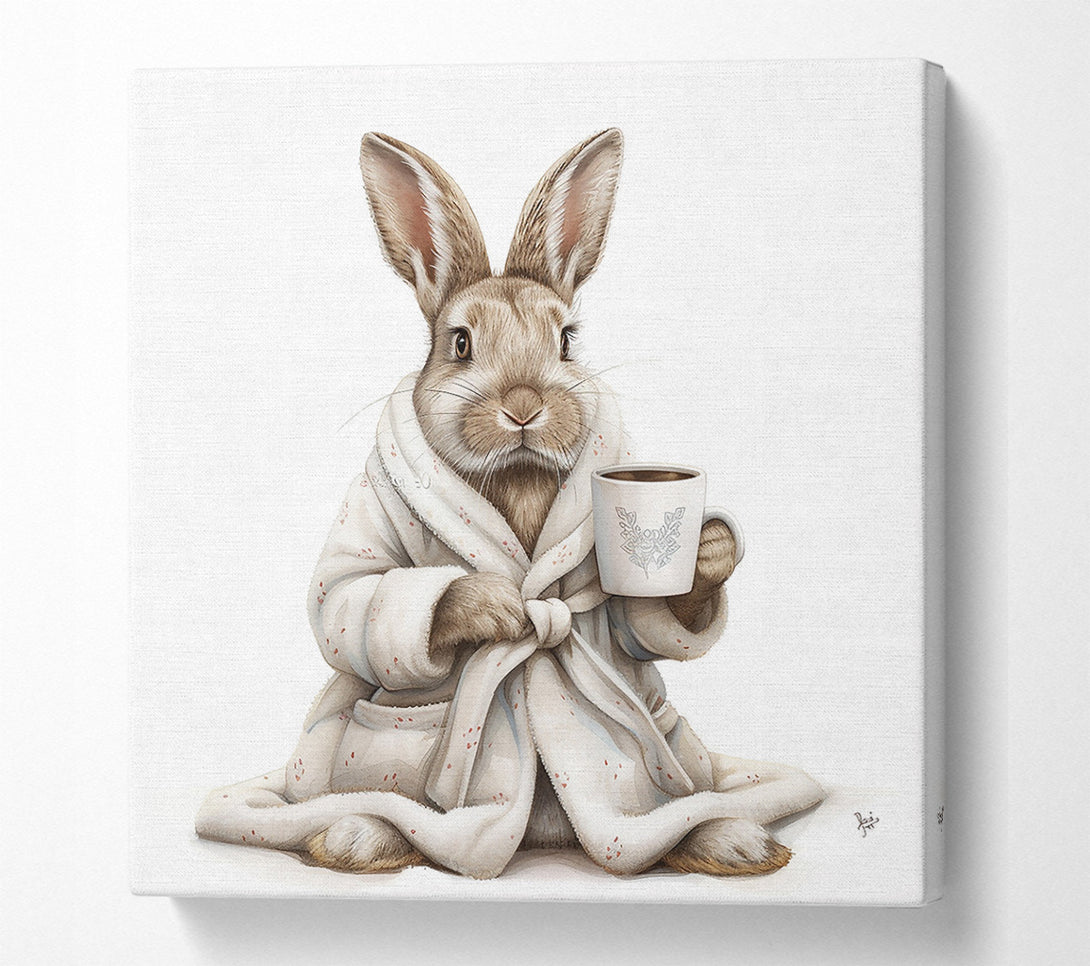  A Canvas Print of Morning Coffee Bunny Canvas Wall Art