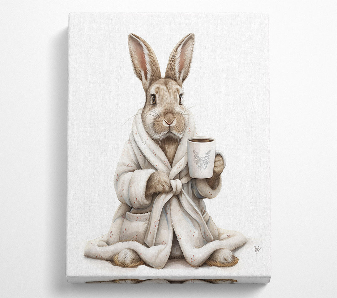  A Canvas Print of Morning Coffee Bunny Canvas Wall Art