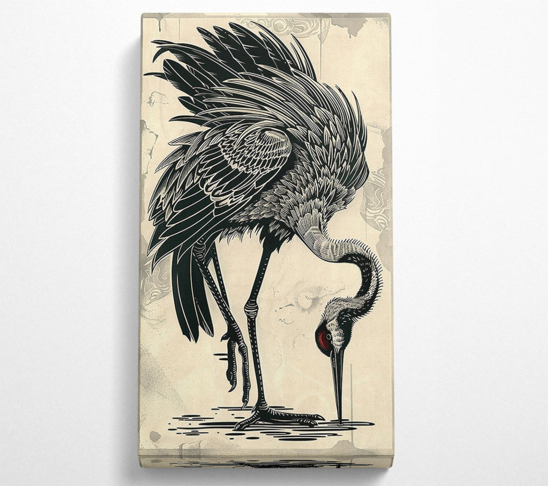  A Canvas Print of Black Crane Reflection Canvas Wall Art