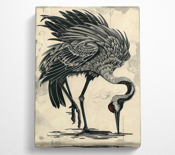  A Canvas Print of Black Crane Reflection Canvas Wall Art