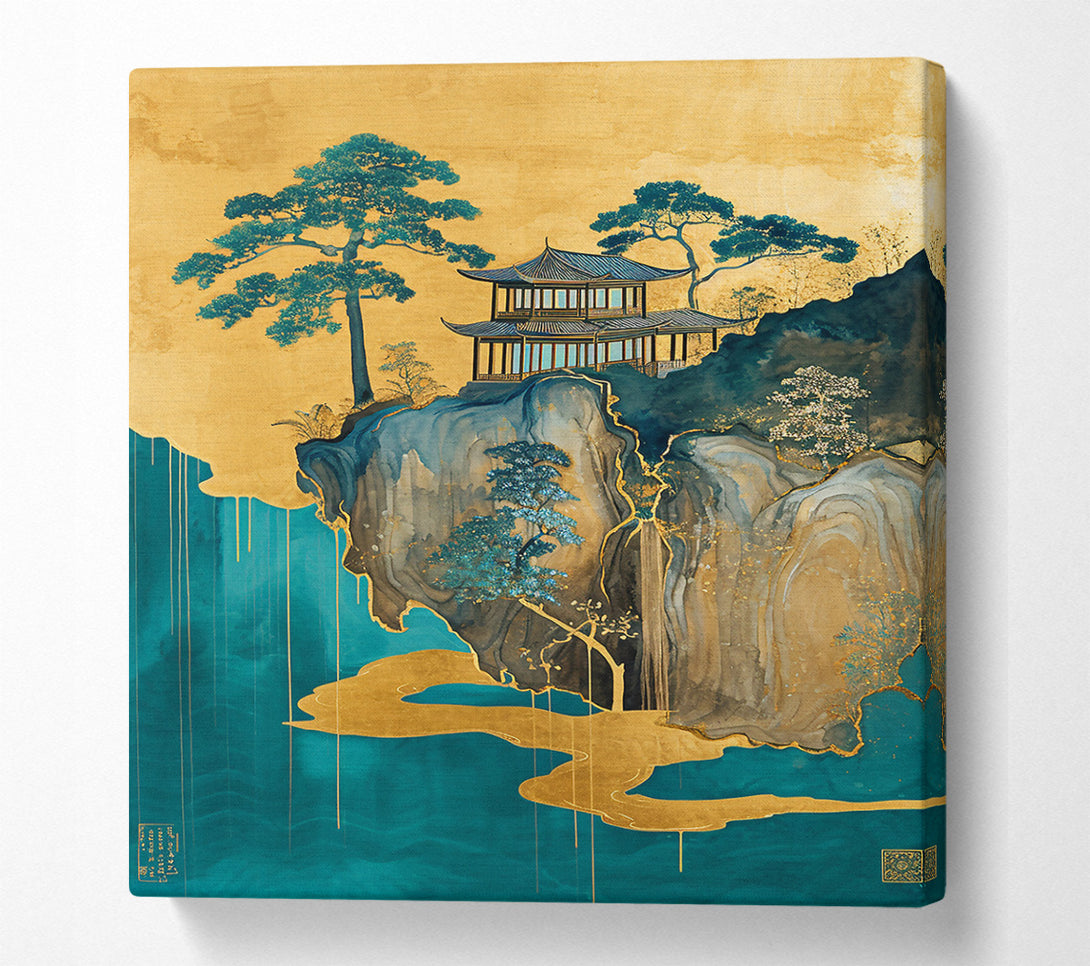  A Canvas Print of Teal Mountain Retreat Canvas Print