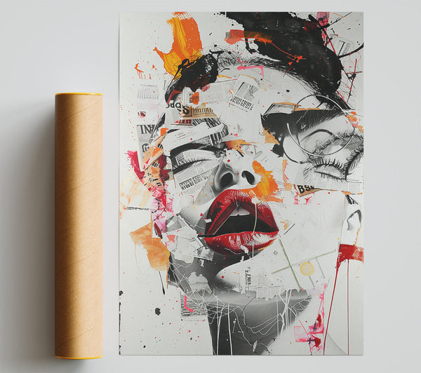 Red Lips & Ink Splatter