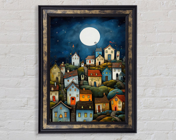 Village Moon Framed Print