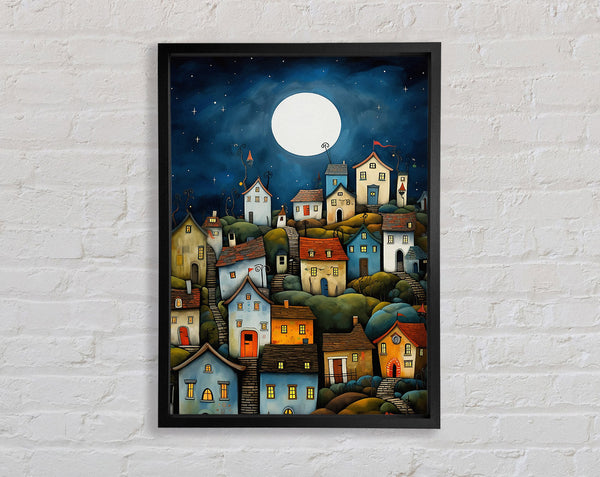 Village Moon Framed Print