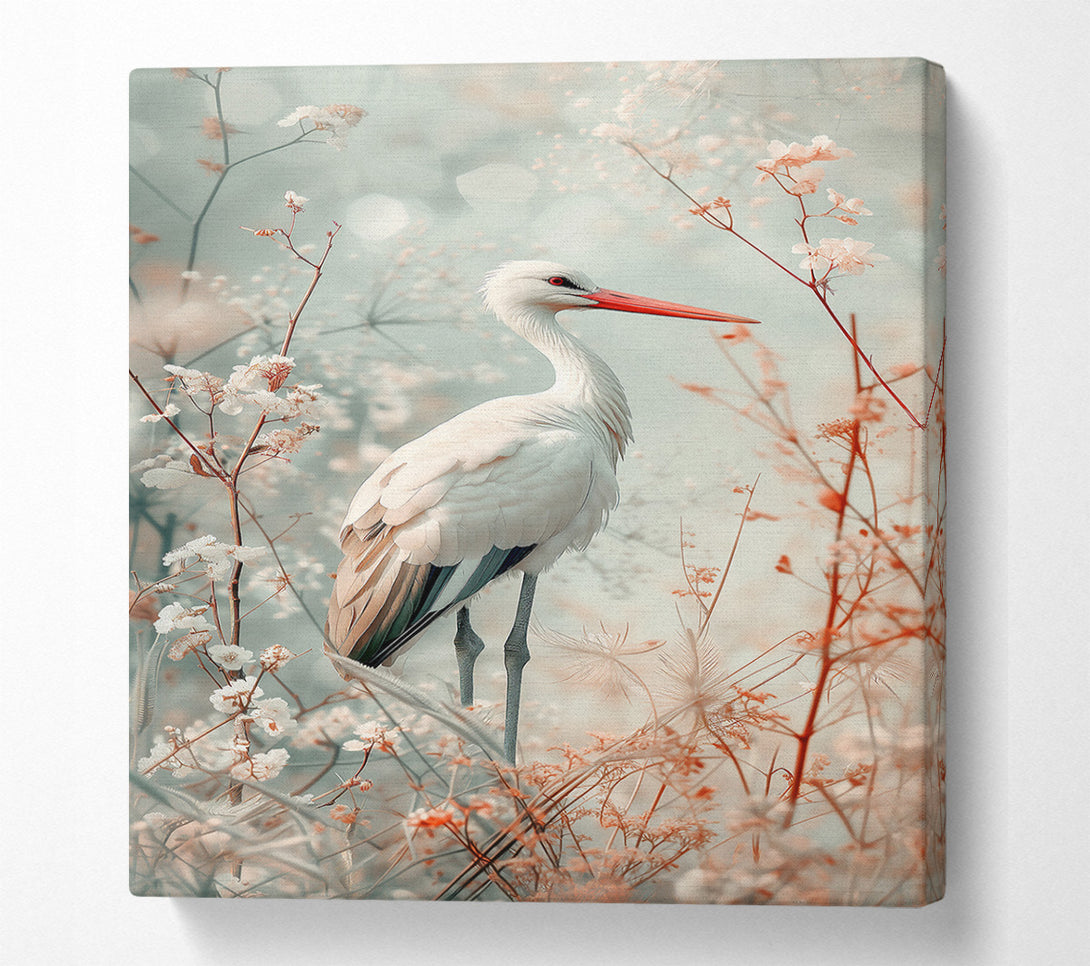  A Canvas Print of White Heron In Bloom Canvas Print
