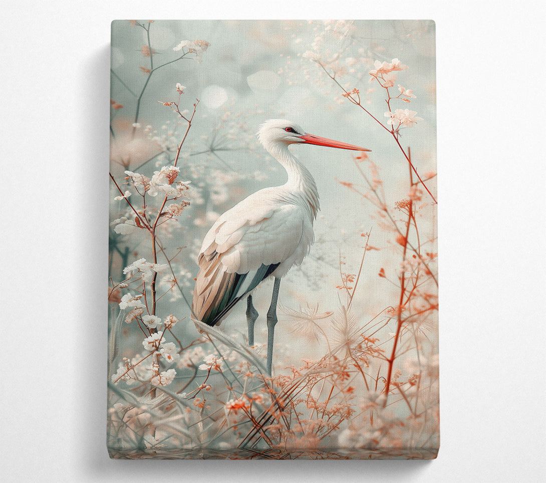  A Canvas Print of White Heron In Bloom Canvas Print
