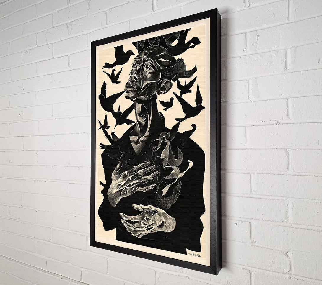  A Canvas Print of Black Embrace Of Birds Canvas Wall Art