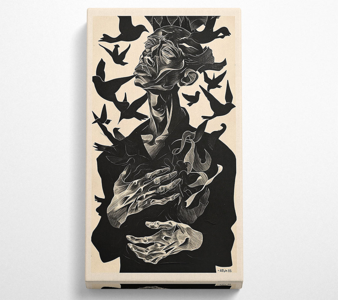  A Canvas Print of Black Embrace Of Birds Canvas Wall Art